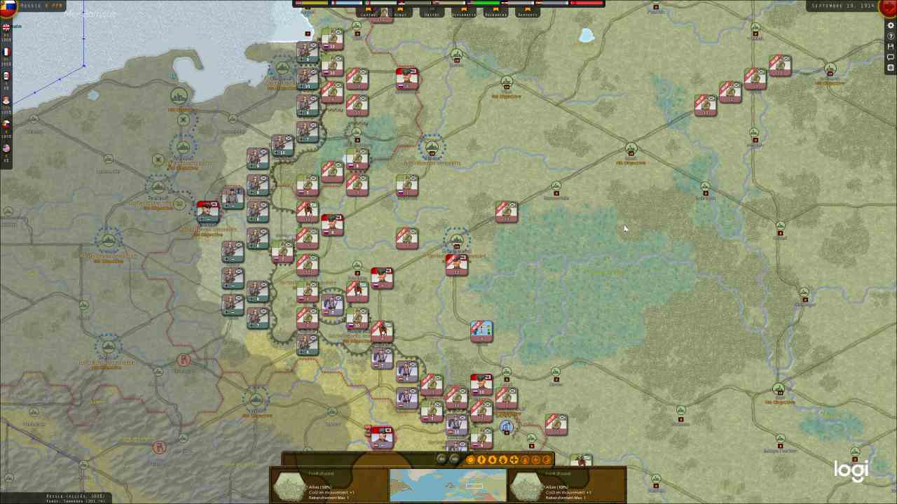 La réaction russe : réduction du front et arrivée de renforts.